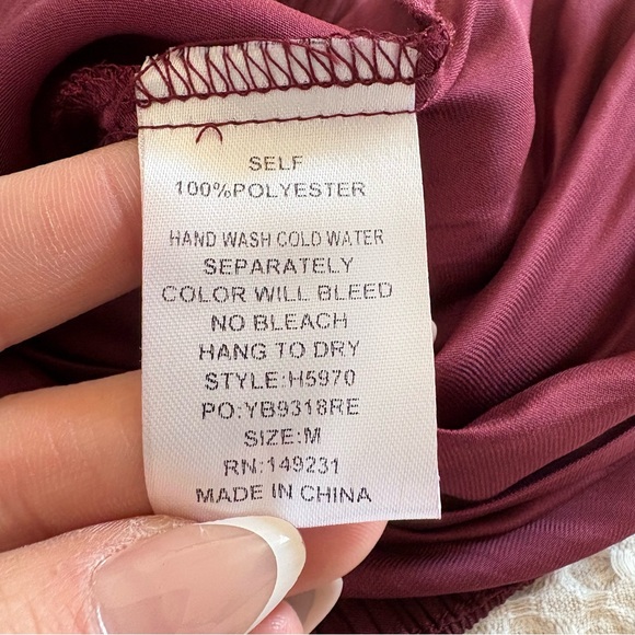 NWT Kori Georgette Pleated Burgundy Maxi Skirt High Waisted Flowy With Slit Sz M - Picture 6 of 10